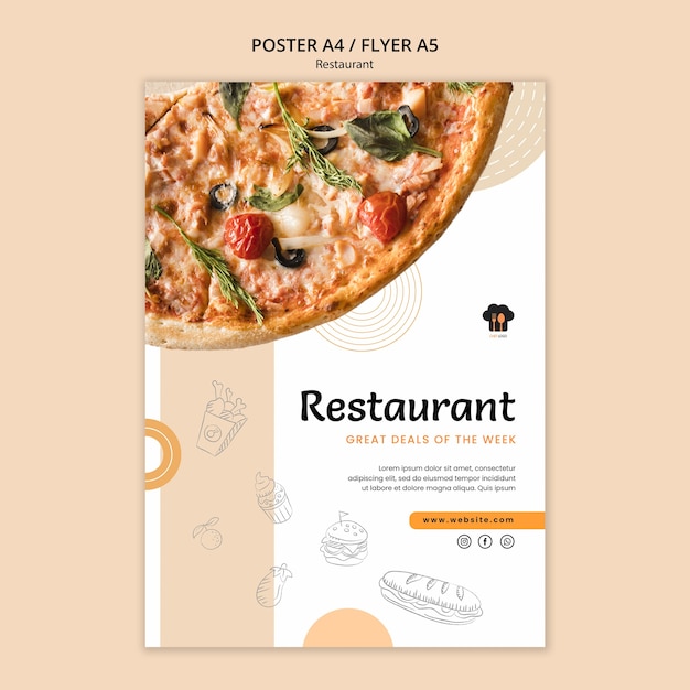 PSD flat design restaurant  template