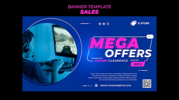 PSD flat design sale template of banner