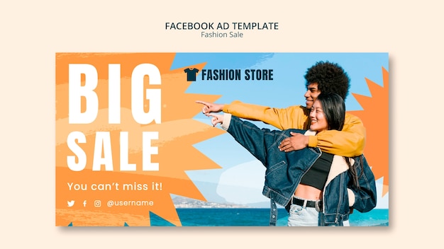 PSD flat design sales discount facebook template