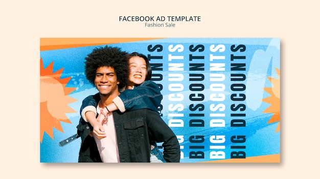 PSD flat design sales discount facebook template