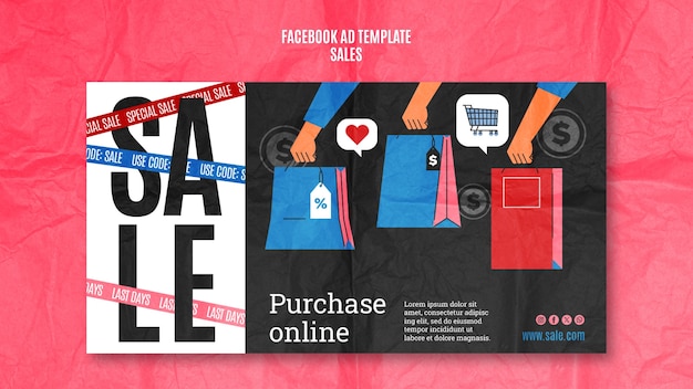 PSD flat design sales discount facebook template