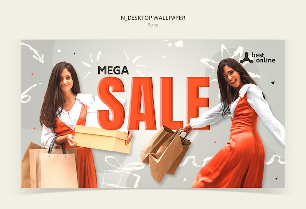 Flat design sales discount template