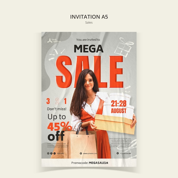 flat design sales discount template