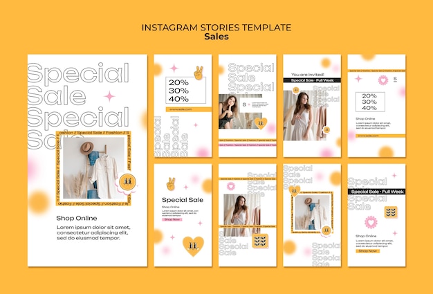 PSD storie di instagram di vendita di design piatto