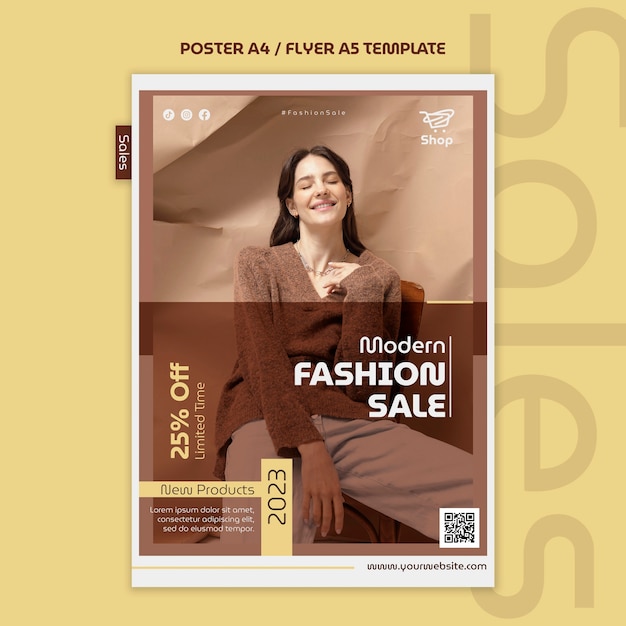 PSD flat design sales poster template