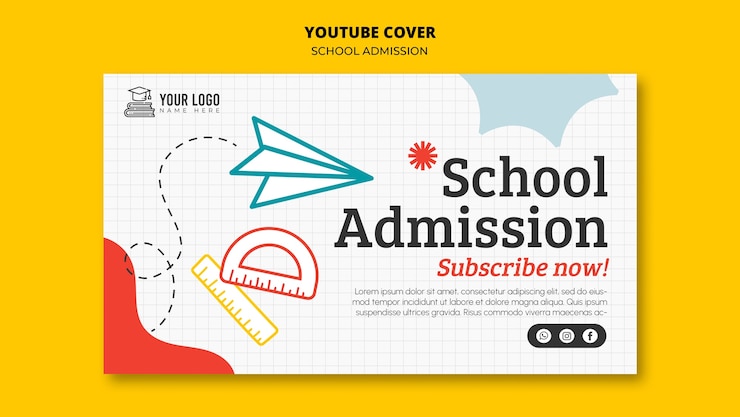 PSD flat design school admission youtube cover
