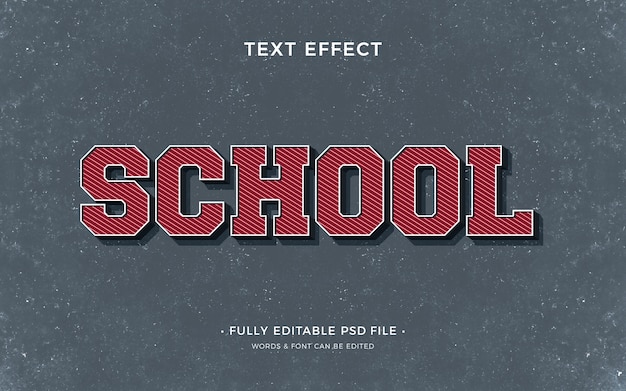 PSD flat design school text effect