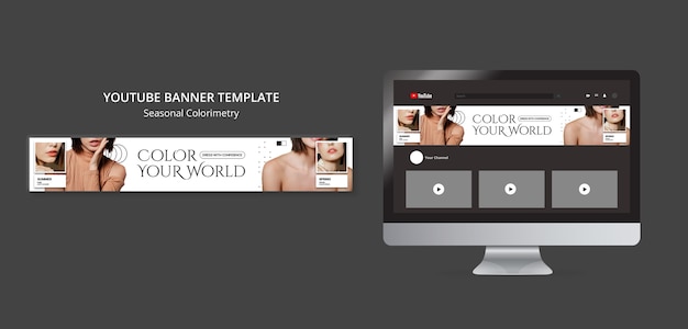 PSD フラットなデザインの季節の測色 youtube バナー