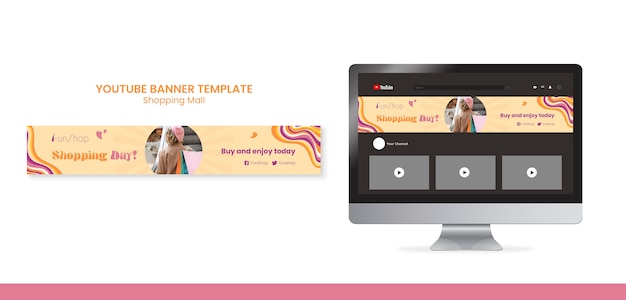 Flat design shopping mall youtube banner