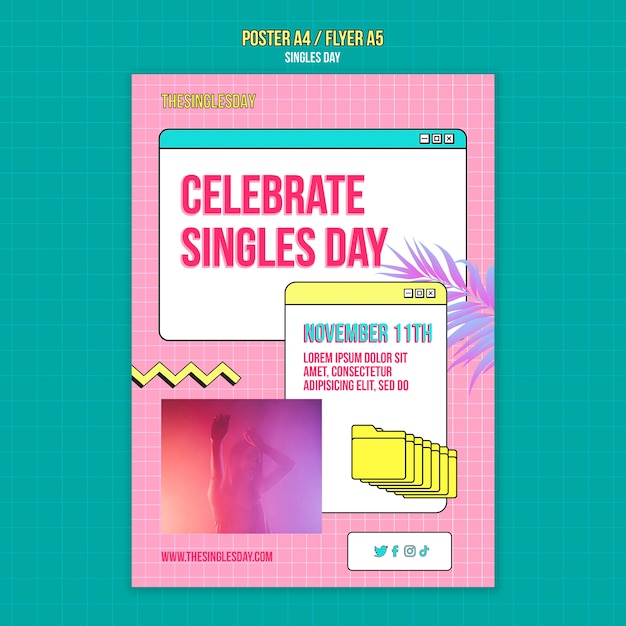 Flat design singles day template