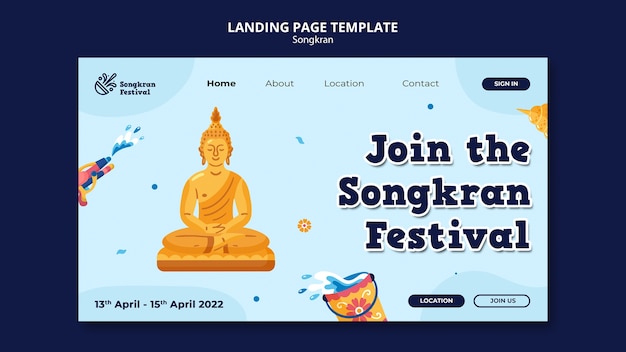 PSD flat design songkran template