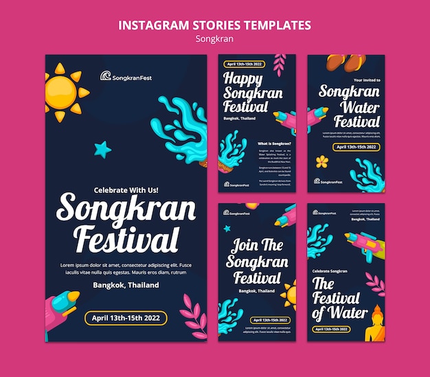 Flat design songkran template