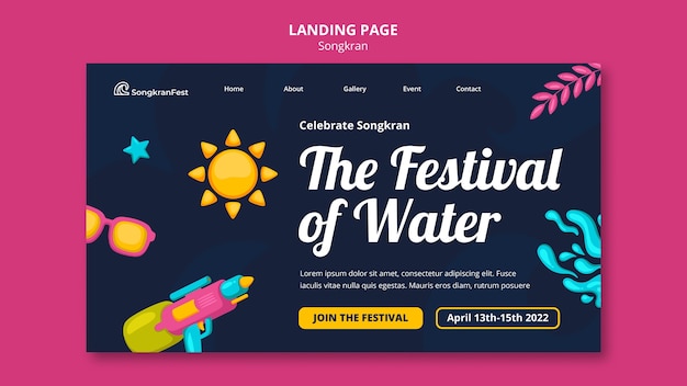 Flat design songkran template