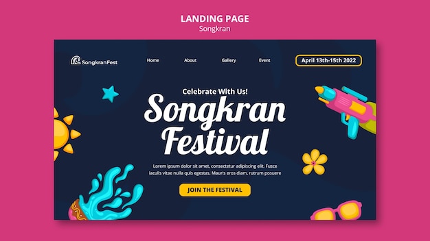 Flat design songkran template