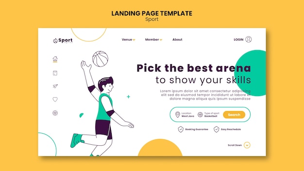 PSD flat design sport concept landing page