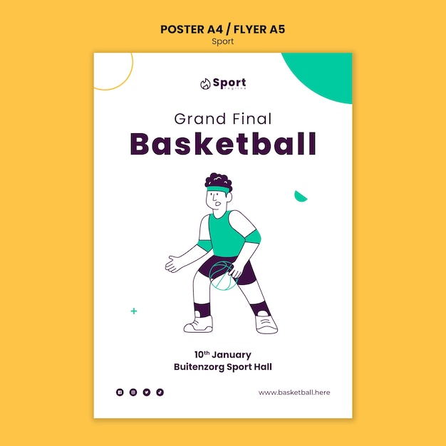 PSD flat design sport concept  poster template