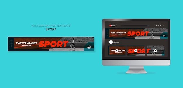 PSD banner di youtube per il concetto di sport design piatto