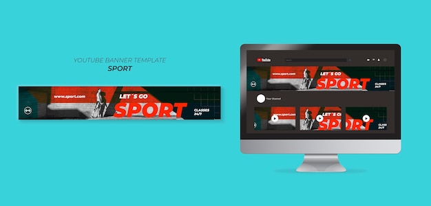 PSD banner di youtube per il concetto di sport design piatto