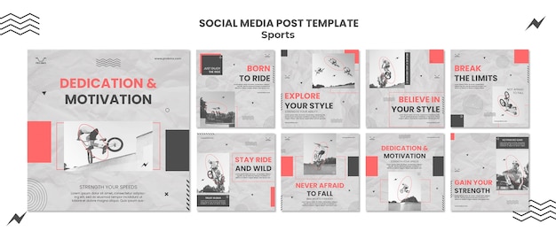 PSD flat design sport instagram template