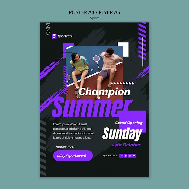 PSD flat design sport template