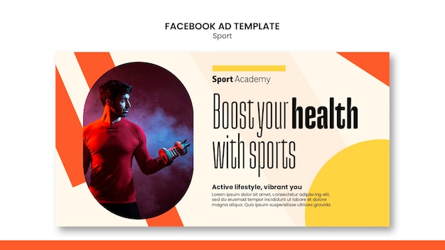 Flat design sport training facebook template