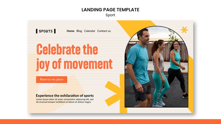 PSD flat design sport workout landing page