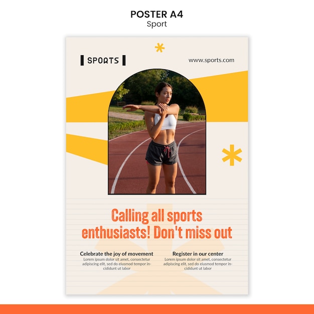 Flat design sport workout poster template