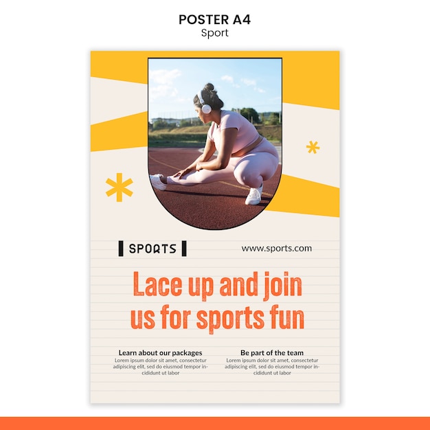 PSD flat design sport workout poster template