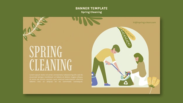 PSD flat design of spring cleaning template