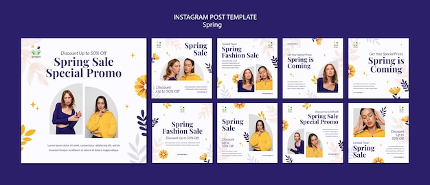 Flat design spring fashion template