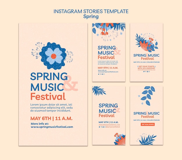 PSD flat design spring festival template