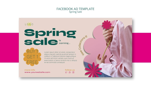 PSD flat design spring sale facebook template