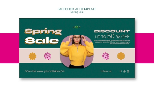 PSD flat design spring sale facebook template