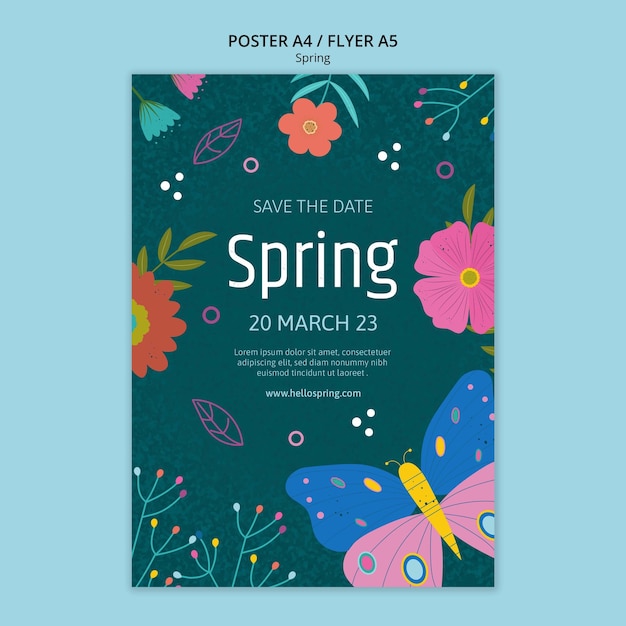 PSD flat design spring sale poster template