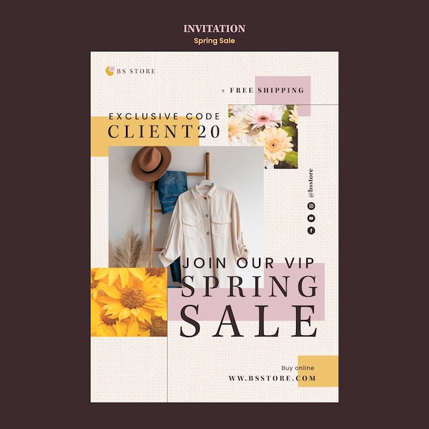 PSD flat design spring sale template