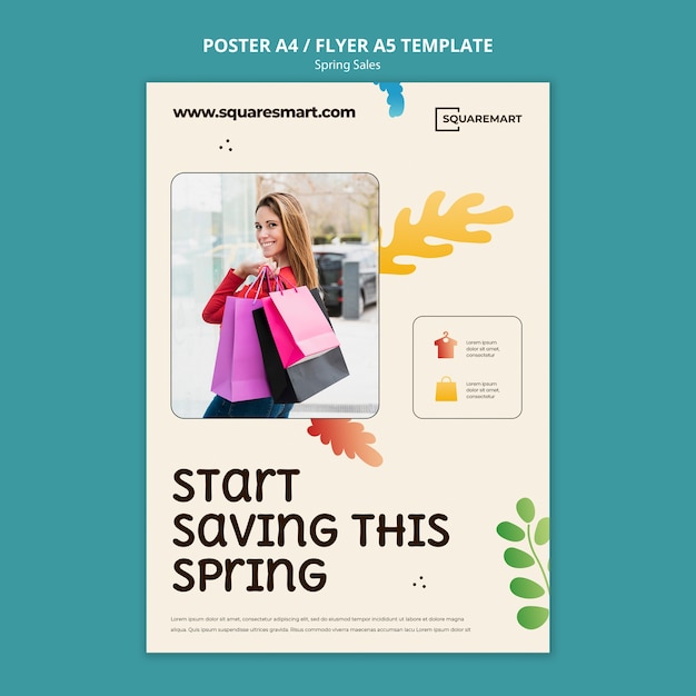 PSD flat design spring sale template