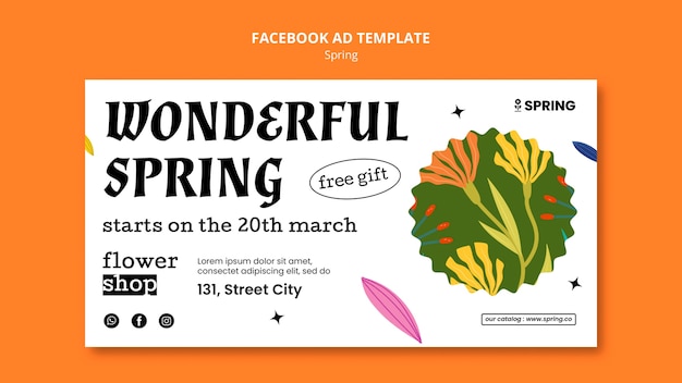 PSD flat design spring season facebook template