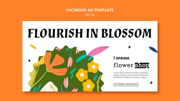 PSD flat design spring season facebook template