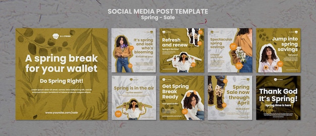 PSD flat design spring template