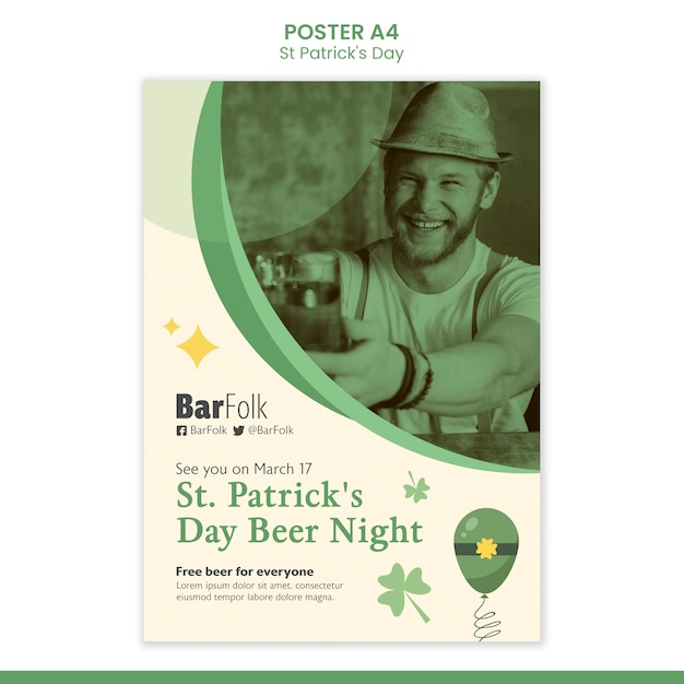 PSD flat design st. patrick's day template