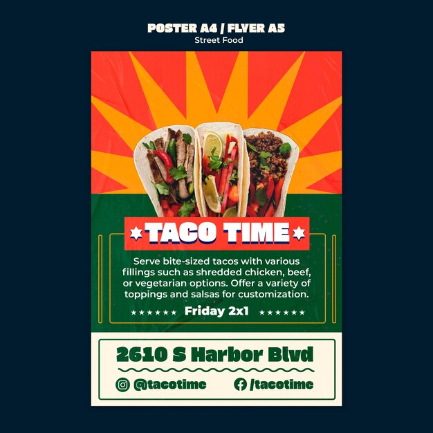 Free PSD | Flat design street food menu template