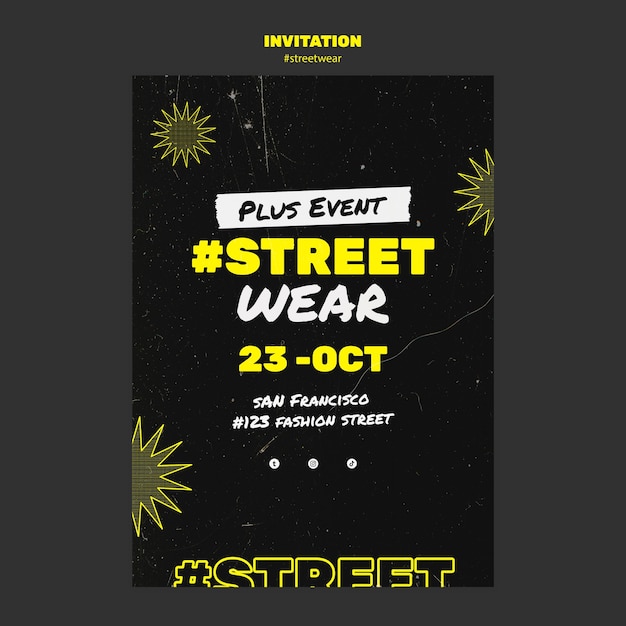 PSD flat design streetwear collection invitation template