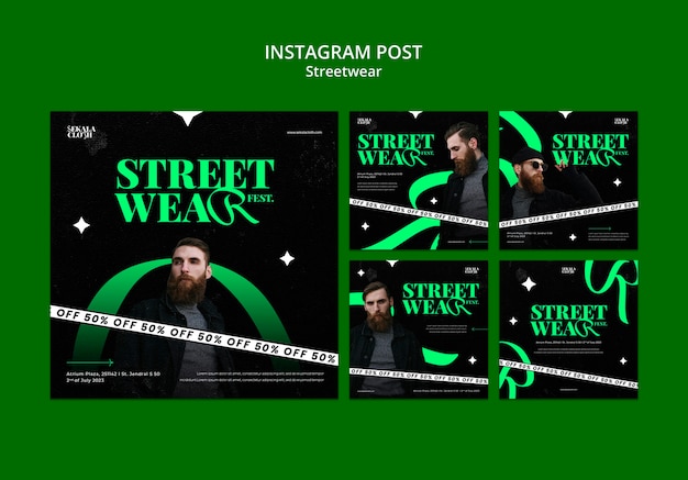 PSD post di instagram streetwear dal design piatto