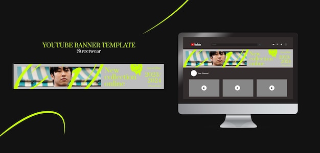 PSD フラットなデザインのストリートウェア youtube バナー