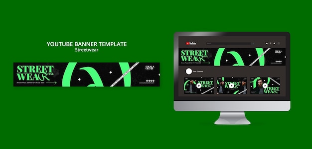 PSD banner youtube streetwear dal design piatto