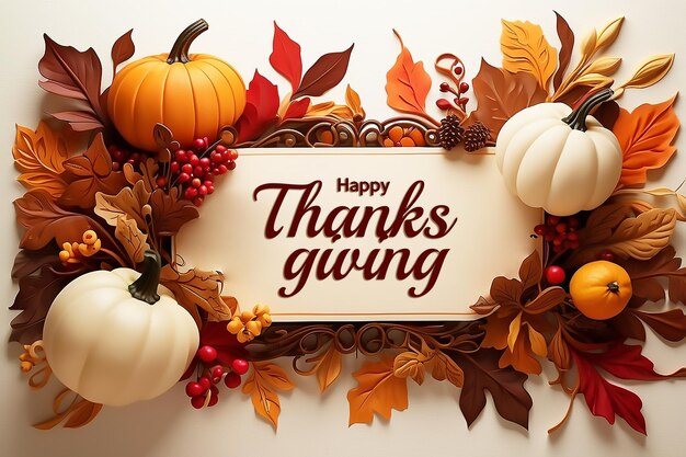 PSD flat design style happy thanksgiving day