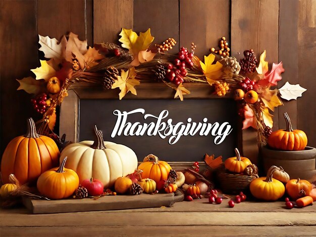 PSD flat design style happy thanksgiving day