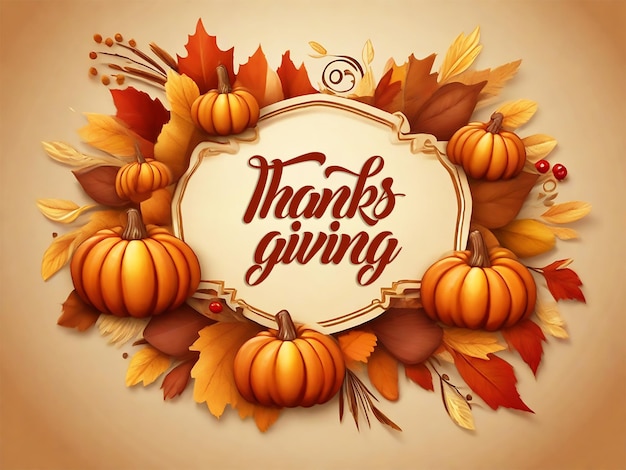 PSD flat design style happy thanksgiving day