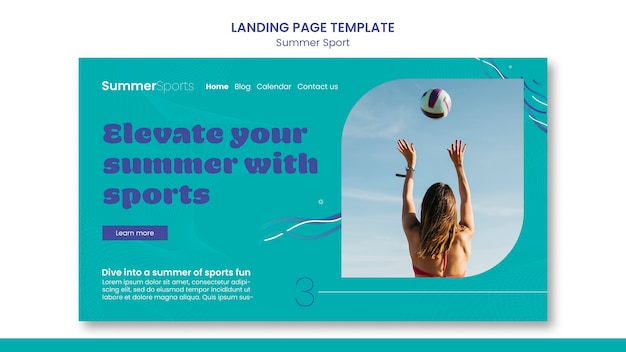 PSD flat design summer sport landing page
