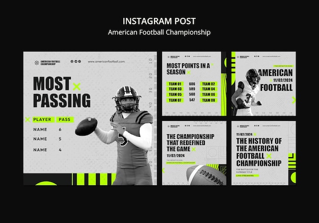 Post su instagram di design piatto del super bowl